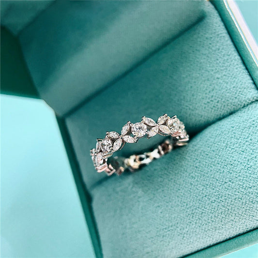 Leaf and Horse-eye Diamond Ring for Women Fashion Jewelry