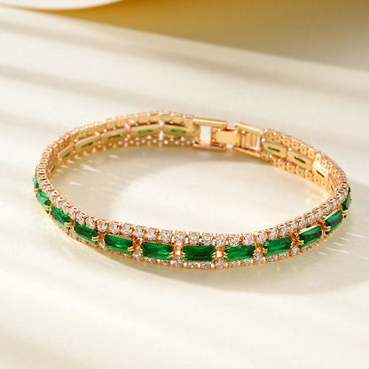 Full Diamond Green Zircon Bracelet Stylish Jewelry Men Women