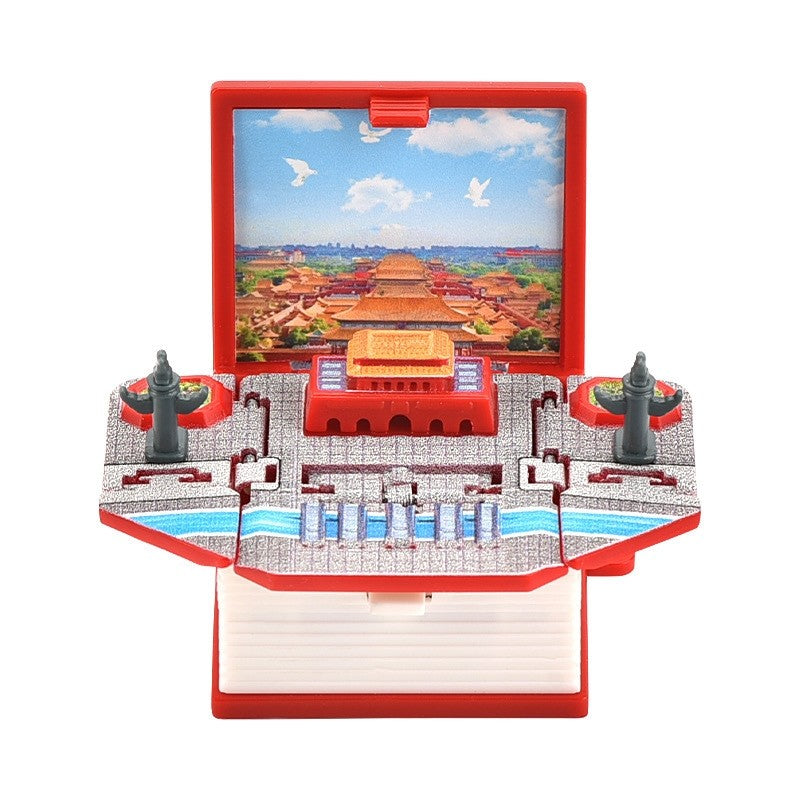3D Beijing Tiananmen Pop-Up Book Keychain Folding Pop-Up Toy Pendant Exquisite Creative Travel Souvenir