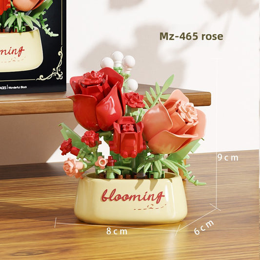 3D Building Block Succulent Flowers Potted Assembly Set
