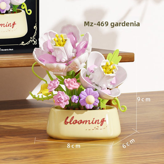 3D Building Block Succulent Flowers Potted Assembly Set