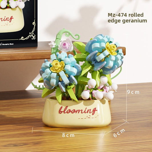 3D Building Block Succulent Flowers Potted Assembly Set