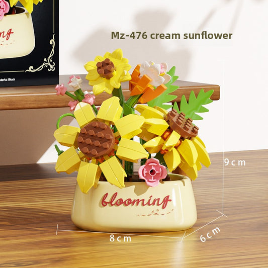 3D Building Block Succulent Flowers Potted Assembly Set