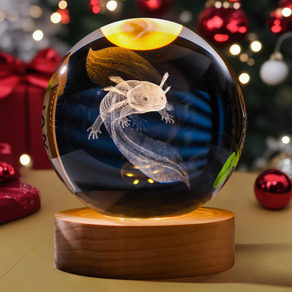 3D Engraved Crystal Ball Night Light Astronaut LED Luminous Desktop Ornament