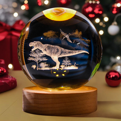 3D Engraved Crystal Ball Night Light Astronaut LED Luminous Desktop Ornament