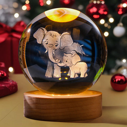 3D Engraved Crystal Ball Night Light Astronaut LED Luminous Desktop Ornament