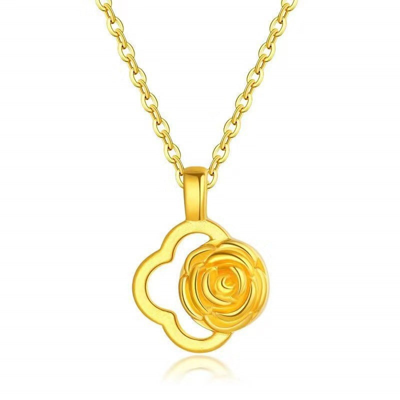 3D Hard Gold Pendant Necklace with Gift Box