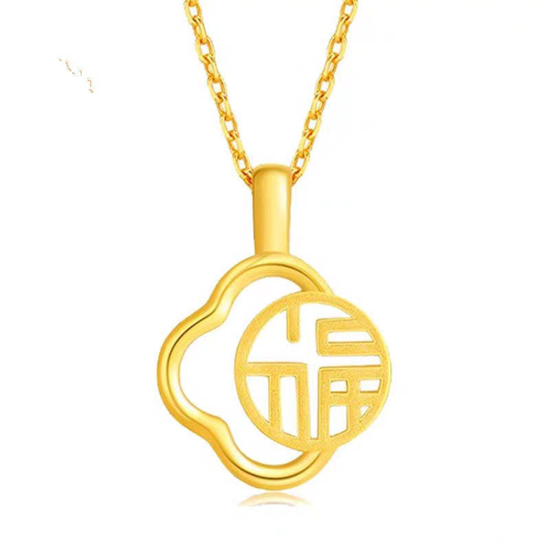 3D Hard Gold Pendant Necklace with Gift Box