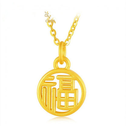 3D Hard Gold Pendant Necklace with Gift Box