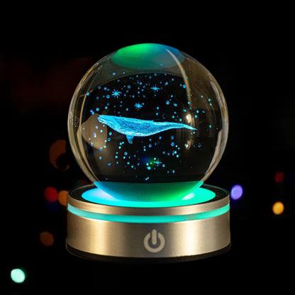3D Inner Carved Crystal Ball with Color-Changing LED Light