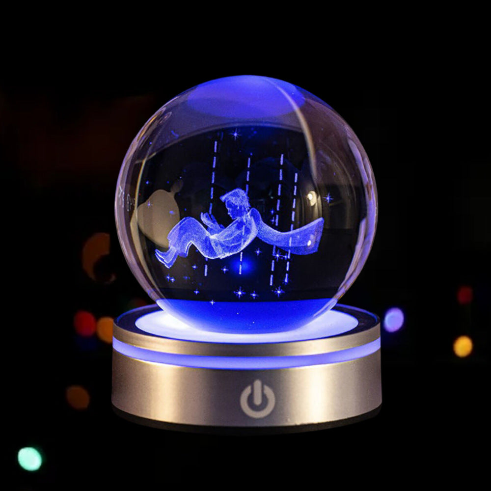 3D Inner Carved Luminous Crystal Ball with Gradient Night Light
