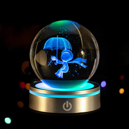 3D Inner Carved Luminous Crystal Ball with Gradient Night Light