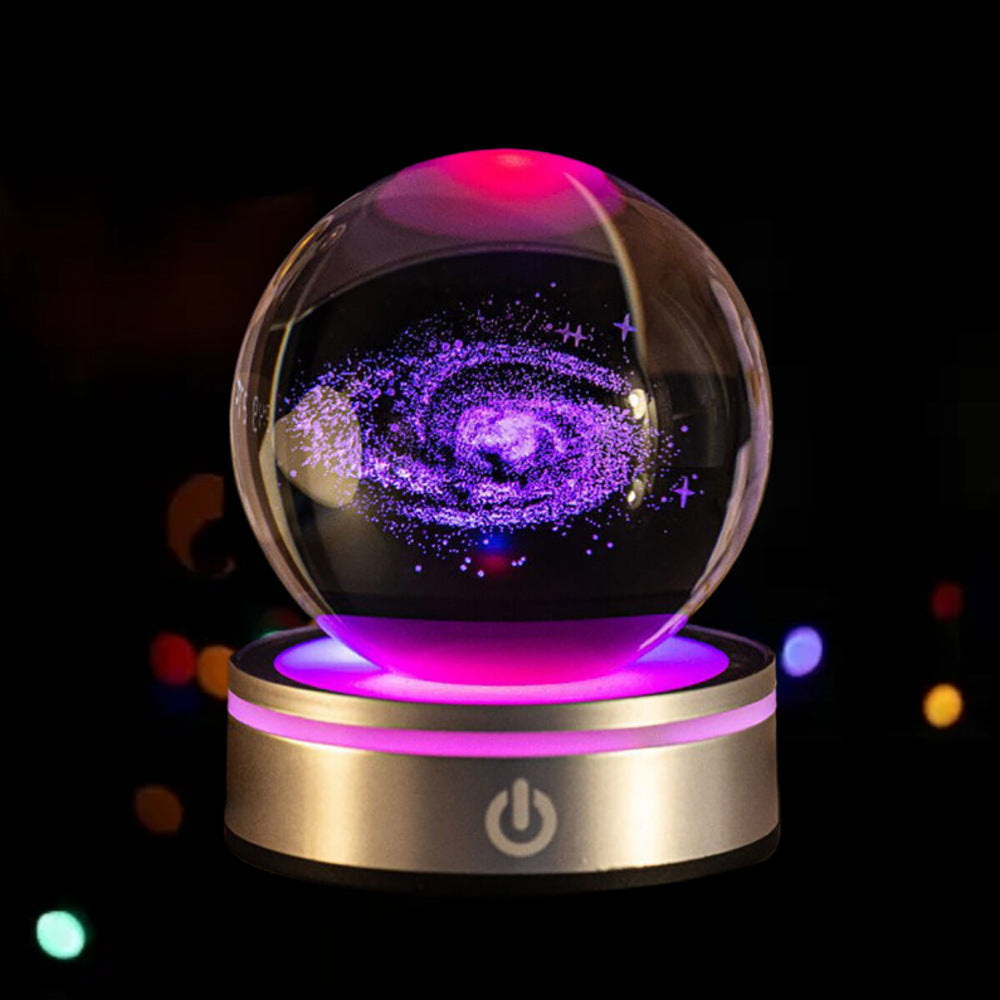 3D Inner Carved Luminous Crystal Ball with Gradient Night Light