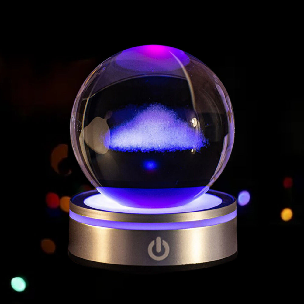 3D Inner Carved Luminous Crystal Ball with Gradient Night Light