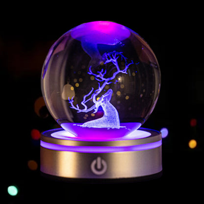 3D Inner Carved Luminous Crystal Ball with Gradient Night Light