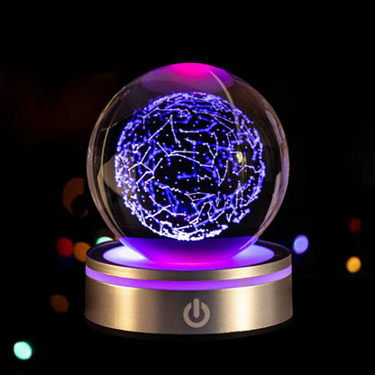 3D Inner Carved Luminous Crystal Ball with Gradient Night Light