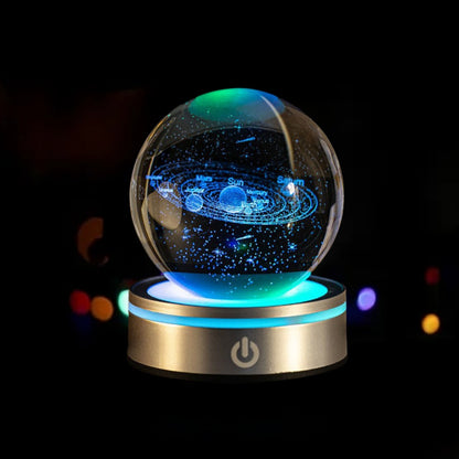 3D Inner Carved Luminous Crystal Ball with Gradient Night Light