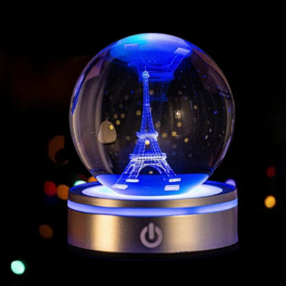 3D Inner Carved Luminous Crystal Ball with Gradient Night Light