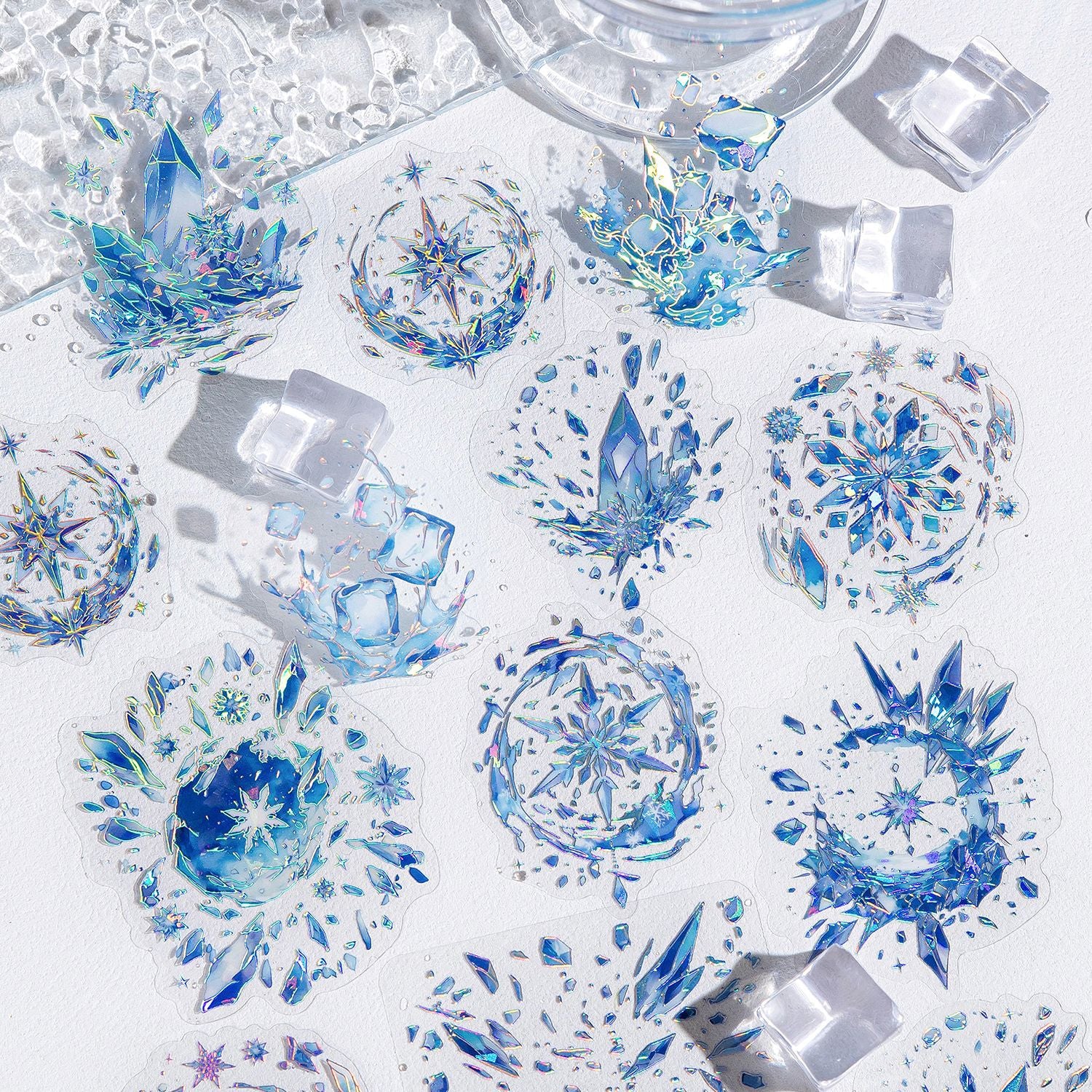 3D Laser Silver PET Stickers for DIY Decoration