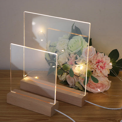 3D LED Night Light with Beech Wood Base