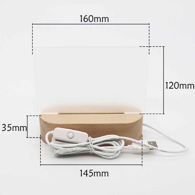 3D LED Night Light with Beech Wood Base