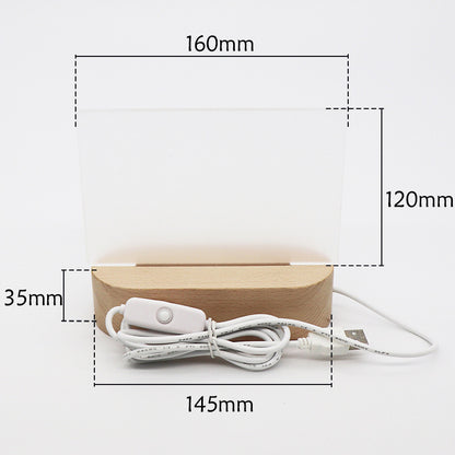3D LED Night Light with Beech Wood Base