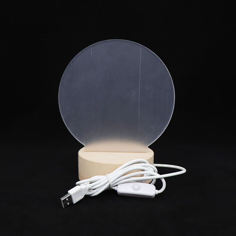 3D LED Night Light with Beech Wood Base