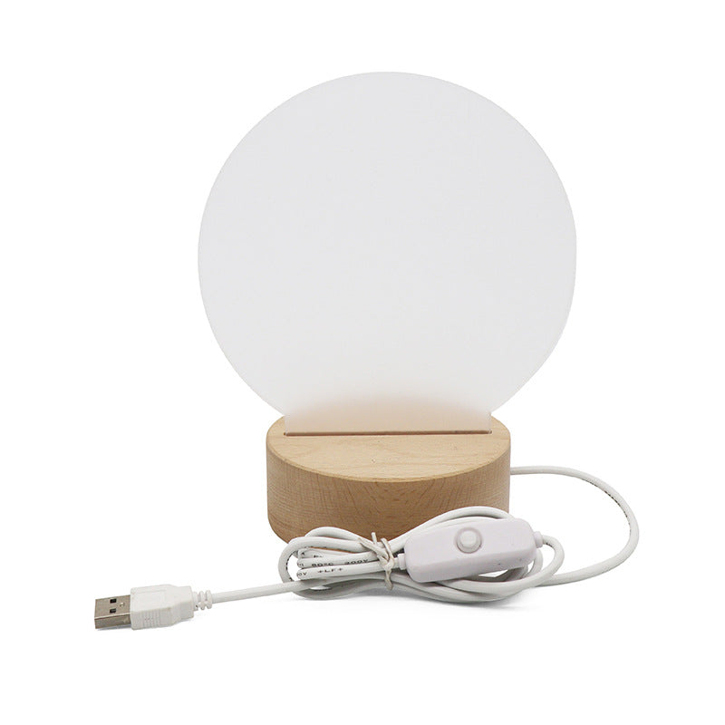 3D LED Night Light with Beech Wood Base