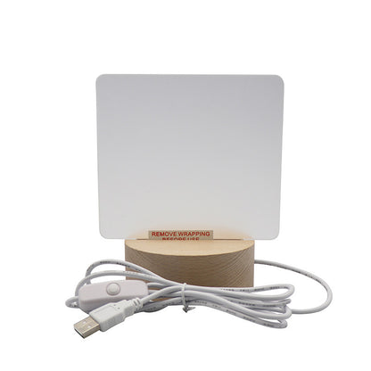 3D LED Night Light with Beech Wood Base