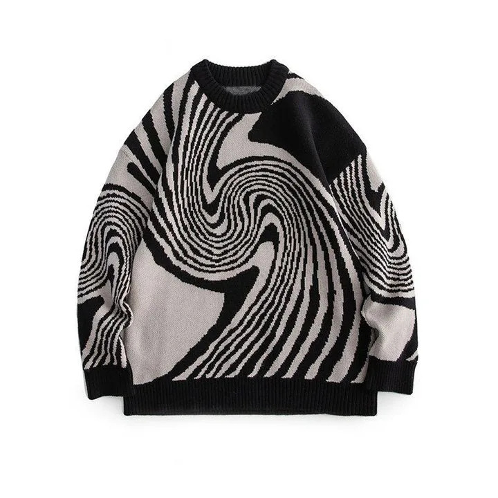 3D Pattern Pullover Sweater