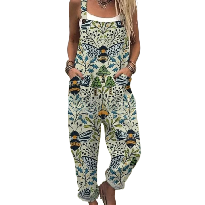 3D Printed Button Belted Casual Pants