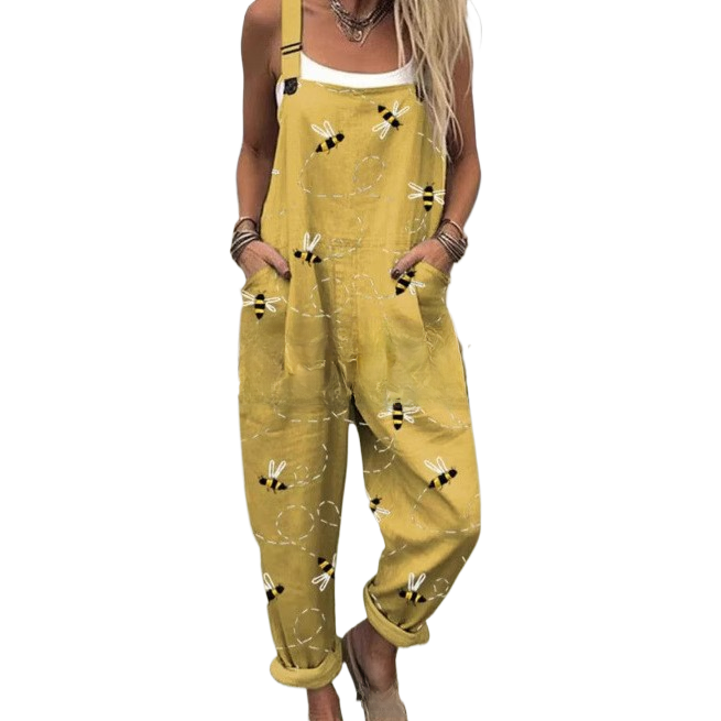 3D Printed Button Belted Casual Pants