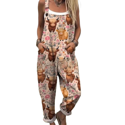 3D Printed Button Belted Casual Pants