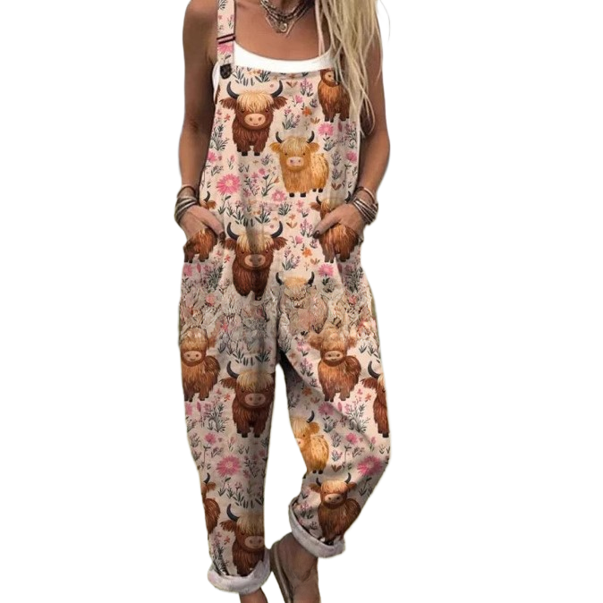3D Printed Button Belted Casual Pants