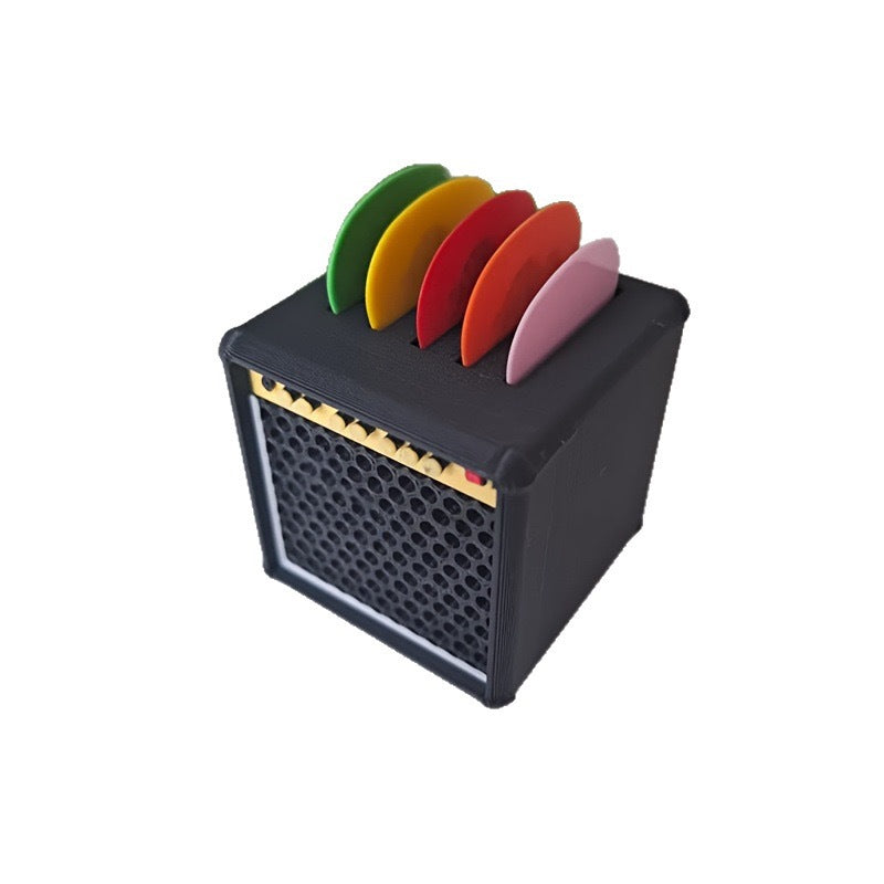3D Printed Guitar Pick Storage Box with Simulated Speaker Design