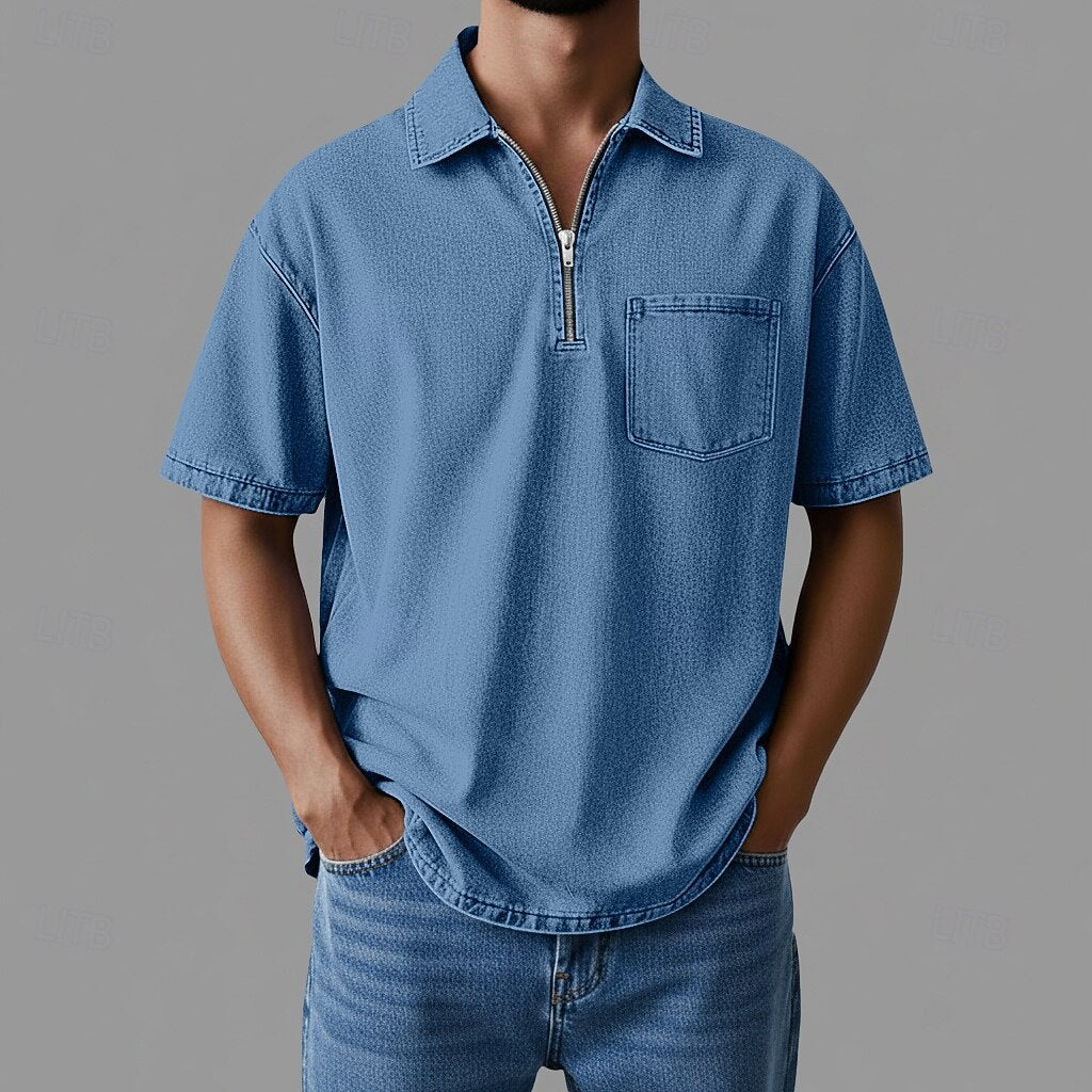 3D Printed Half-Zip Polo Shirt Outdoor Sports