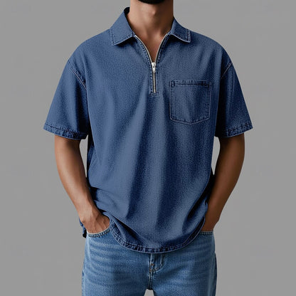 3D Printed Half-Zip Polo Shirt Outdoor Sports