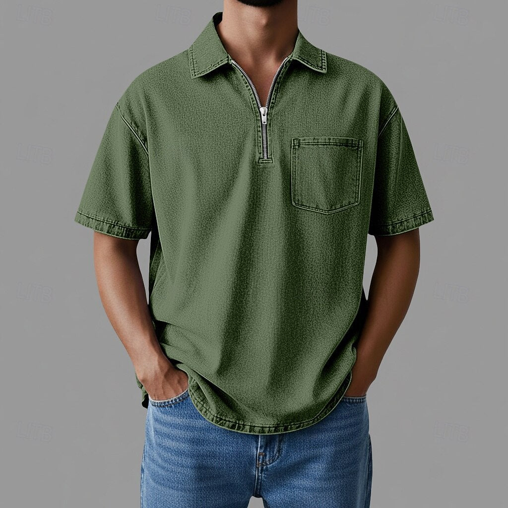 3D Printed Half-Zip Polo Shirt Outdoor Sports