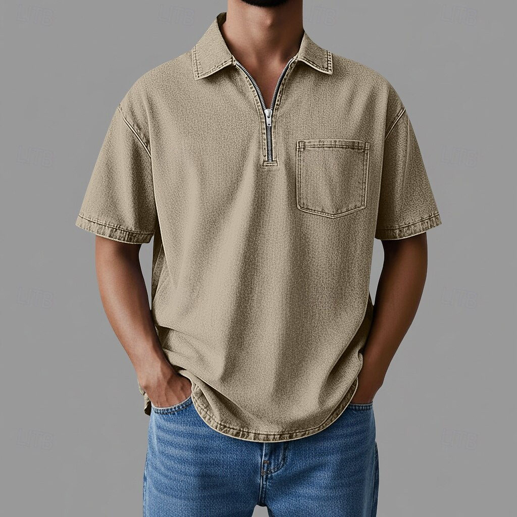 3D Printed Half-Zip Polo Shirt Outdoor Sports