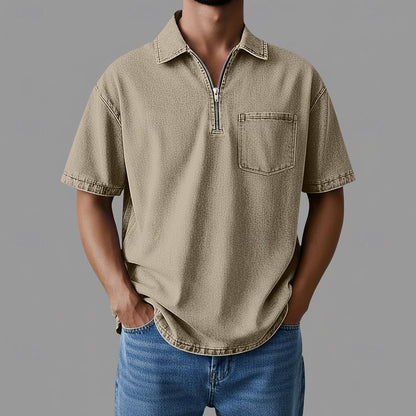 3D Printed Half-Zip Polo Shirt Outdoor Sports