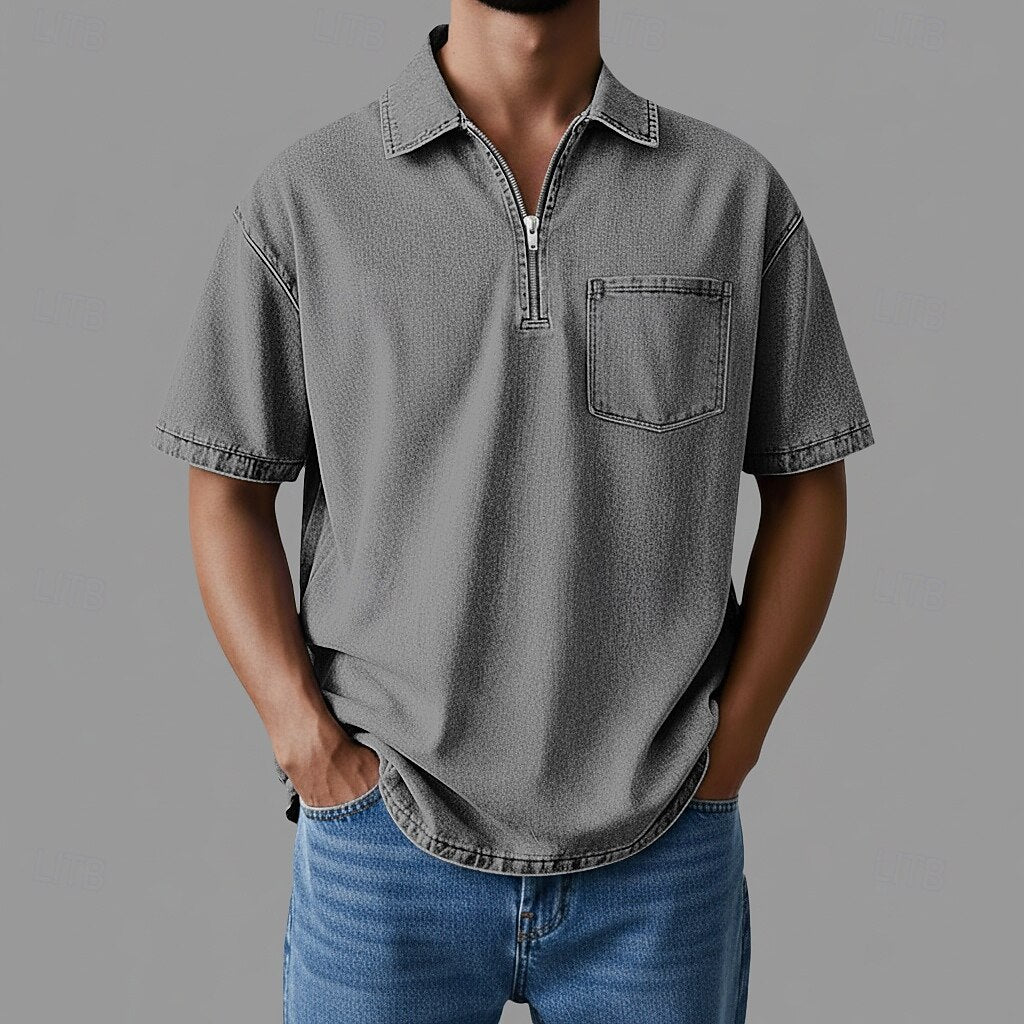 3D Printed Half-Zip Polo Shirt Outdoor Sports