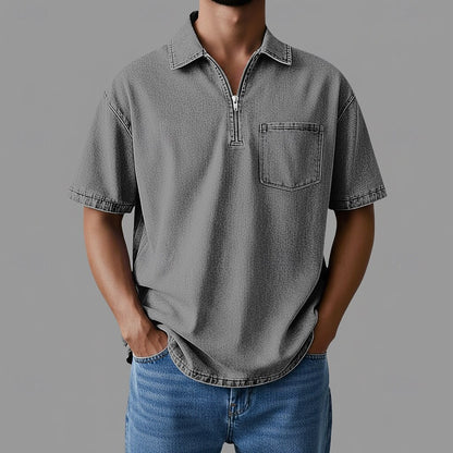 3D Printed Half-Zip Polo Shirt Outdoor Sports