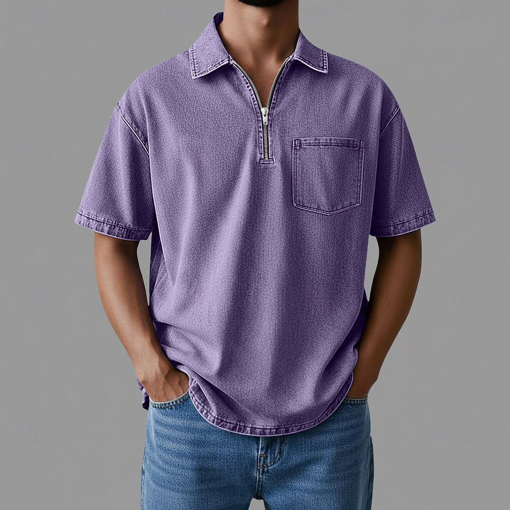 3D Printed Half-Zip Polo Shirt Outdoor Sports