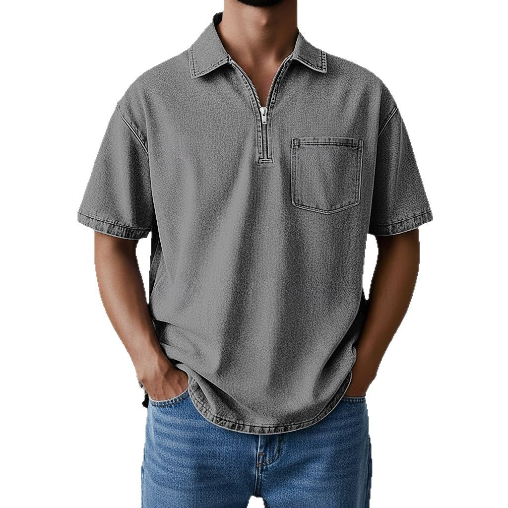 3D Printed Half-Zip Polo Shirt Outdoor Sports