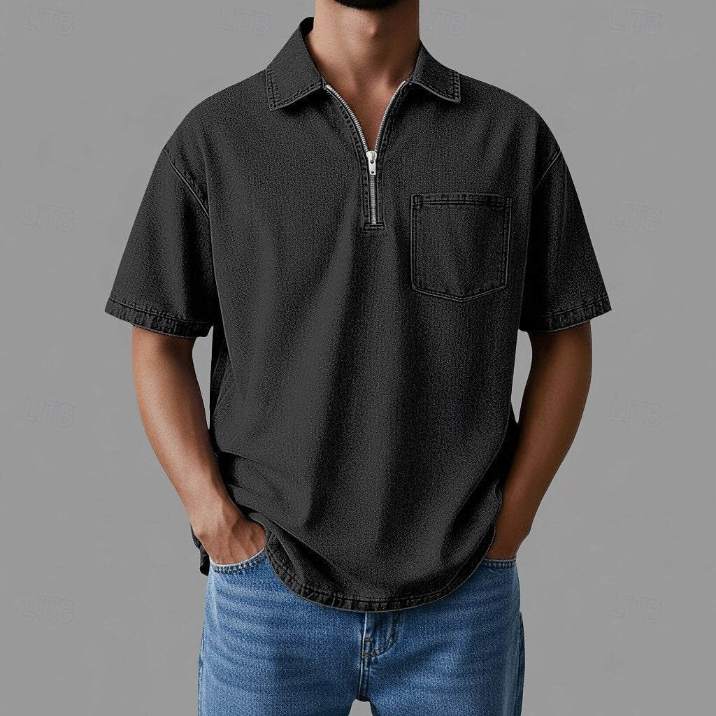 3D Printed Half-Zip Polo Shirt Outdoor Sports