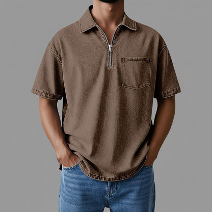 3D Printed Half-Zip Polo Shirt Outdoor Sports