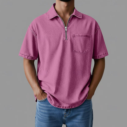 3D Printed Half-Zip Polo Shirt Outdoor Sports