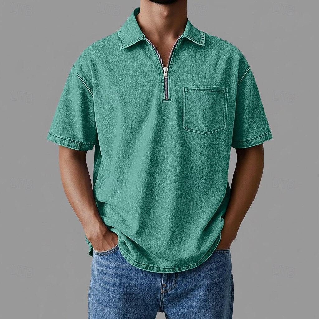 3D Printed Half-Zip Polo Shirt Outdoor Sports