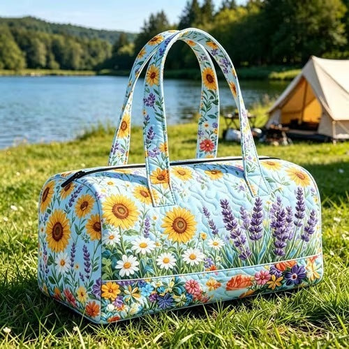 3D Printed Quilted Cotton Travel Bag Fashion Printed Women's Yoga Bag Handbag