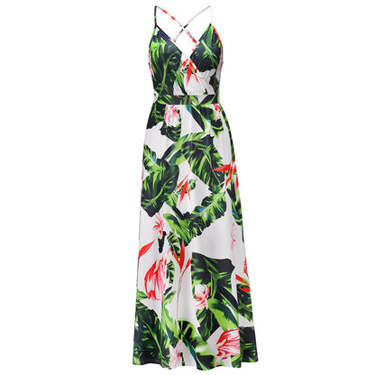 3D Printed Spaghetti Strap Long Dress